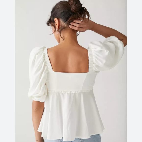NWT FOR LOVE AND LEMONS AMANDA BUSTIER PUFF SLEEVE TOP BLOUSE - Picture 3 of 8